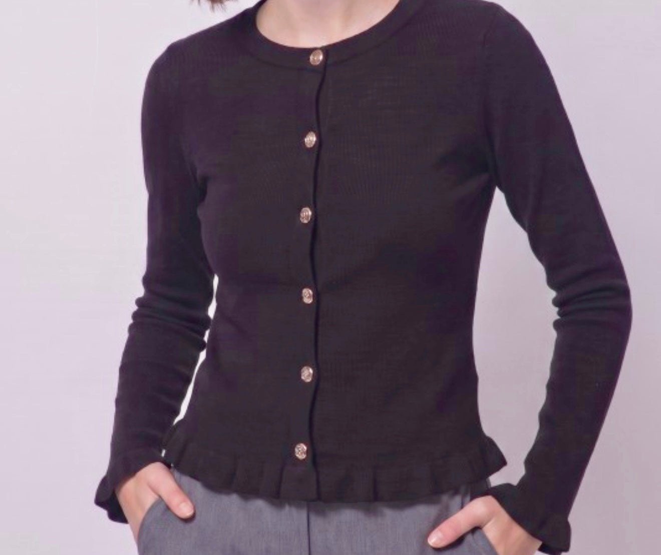 Wave Trim Cardigan Multiple Colors