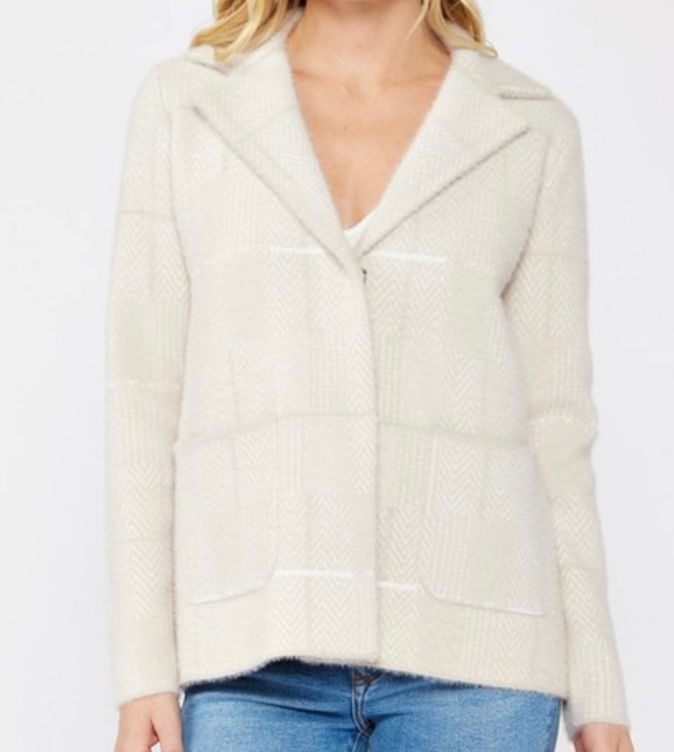 Plaid Sweater Blazer