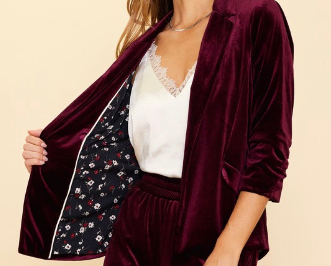 Burgundy Velvet Blazer