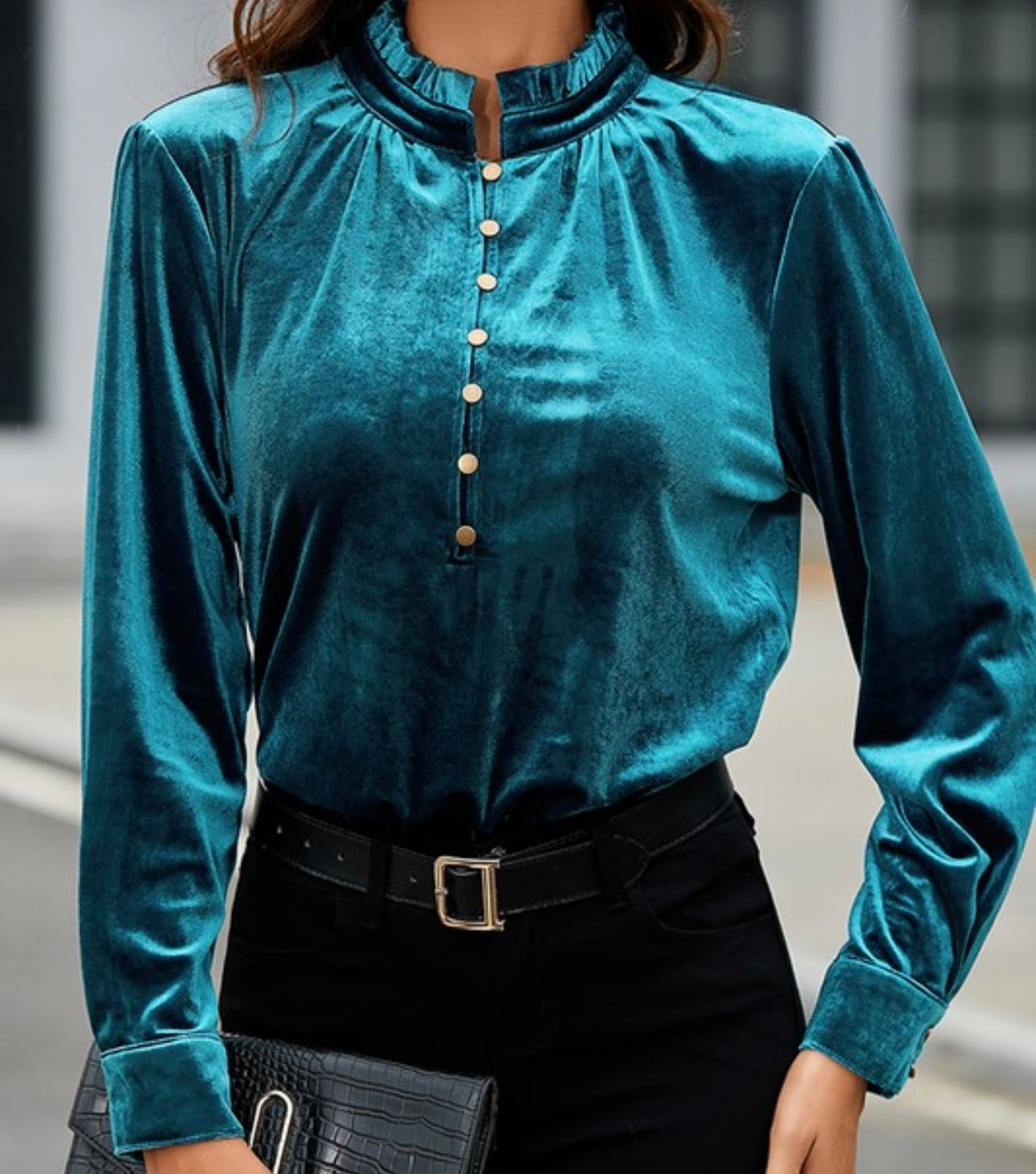 Velvet Button Top Multiple Colors