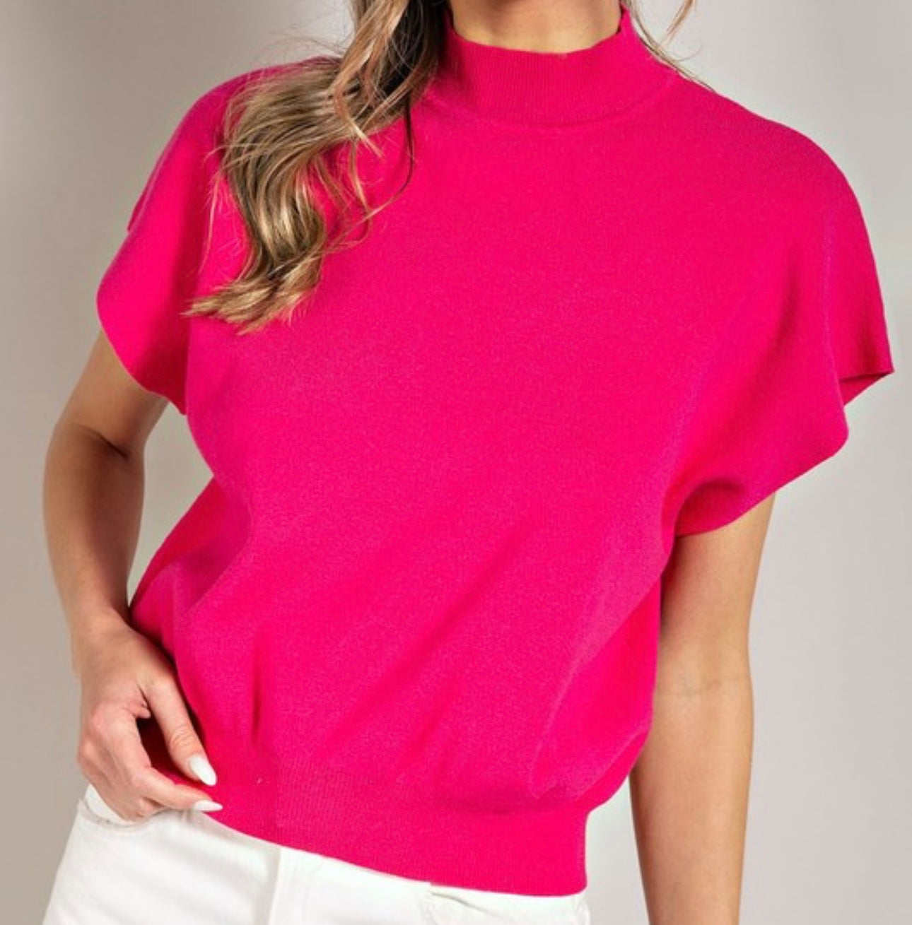 Mock Neck Knit Top Multiple Colors