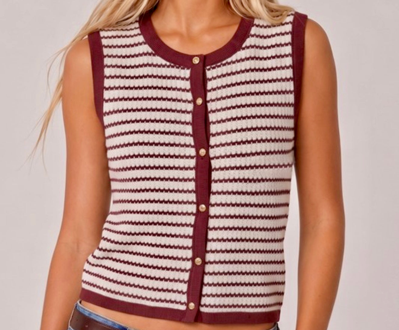 Burgundy Stripe Top