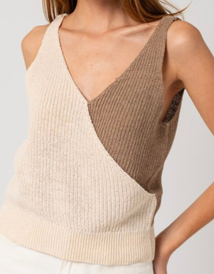 Cream/Taupe Knitted Tank Final Sale