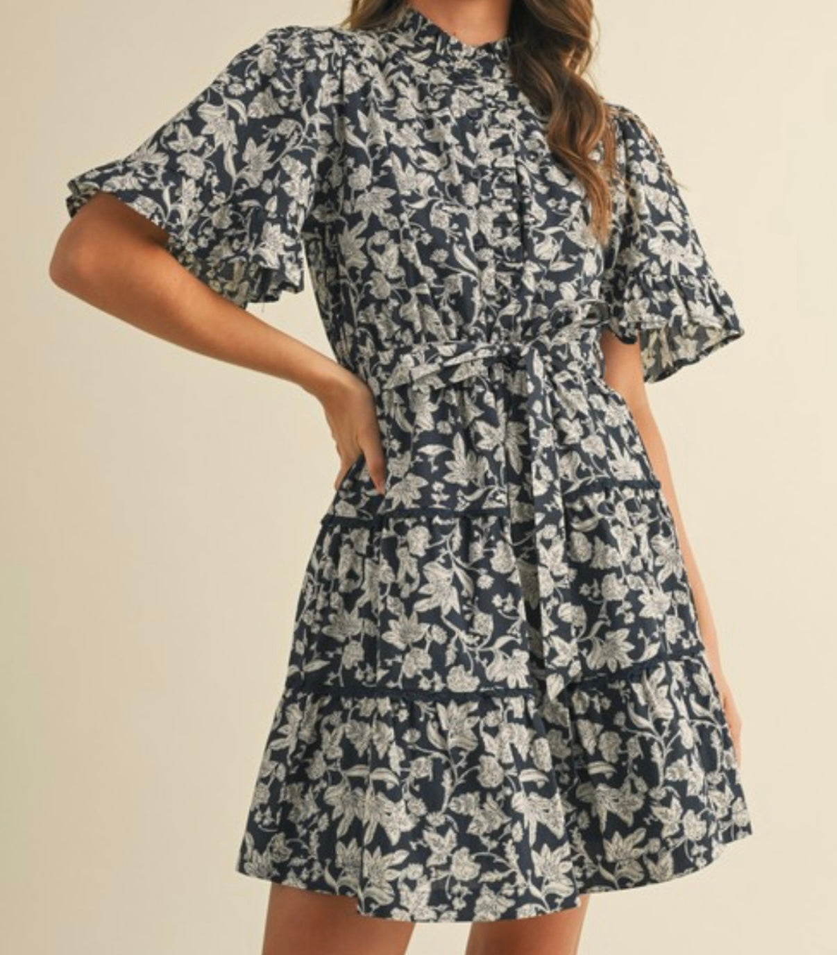 Navy Floral Dress