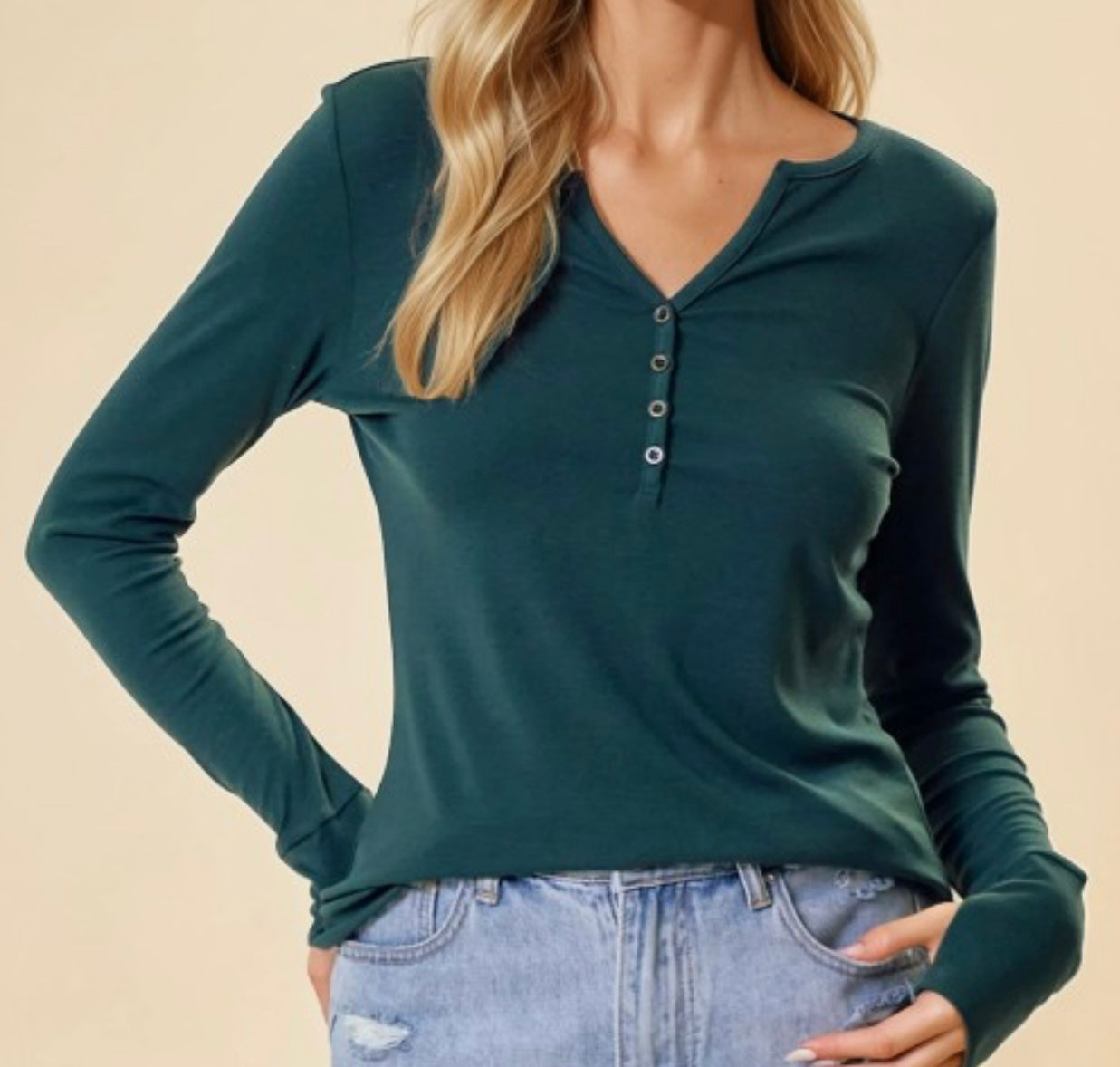 Henley Knit Top Multiple Colors
