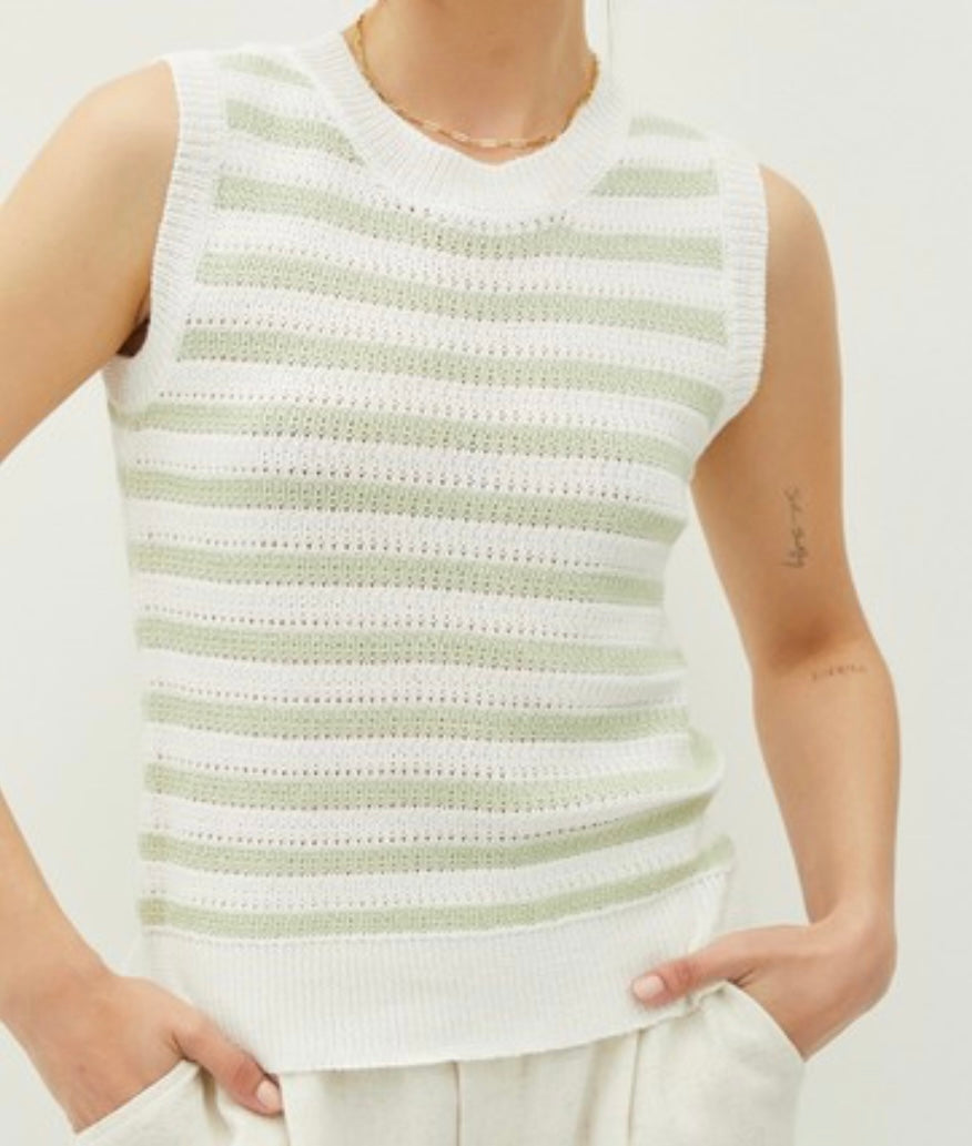 Striped Knitted Tank Multiple Colors