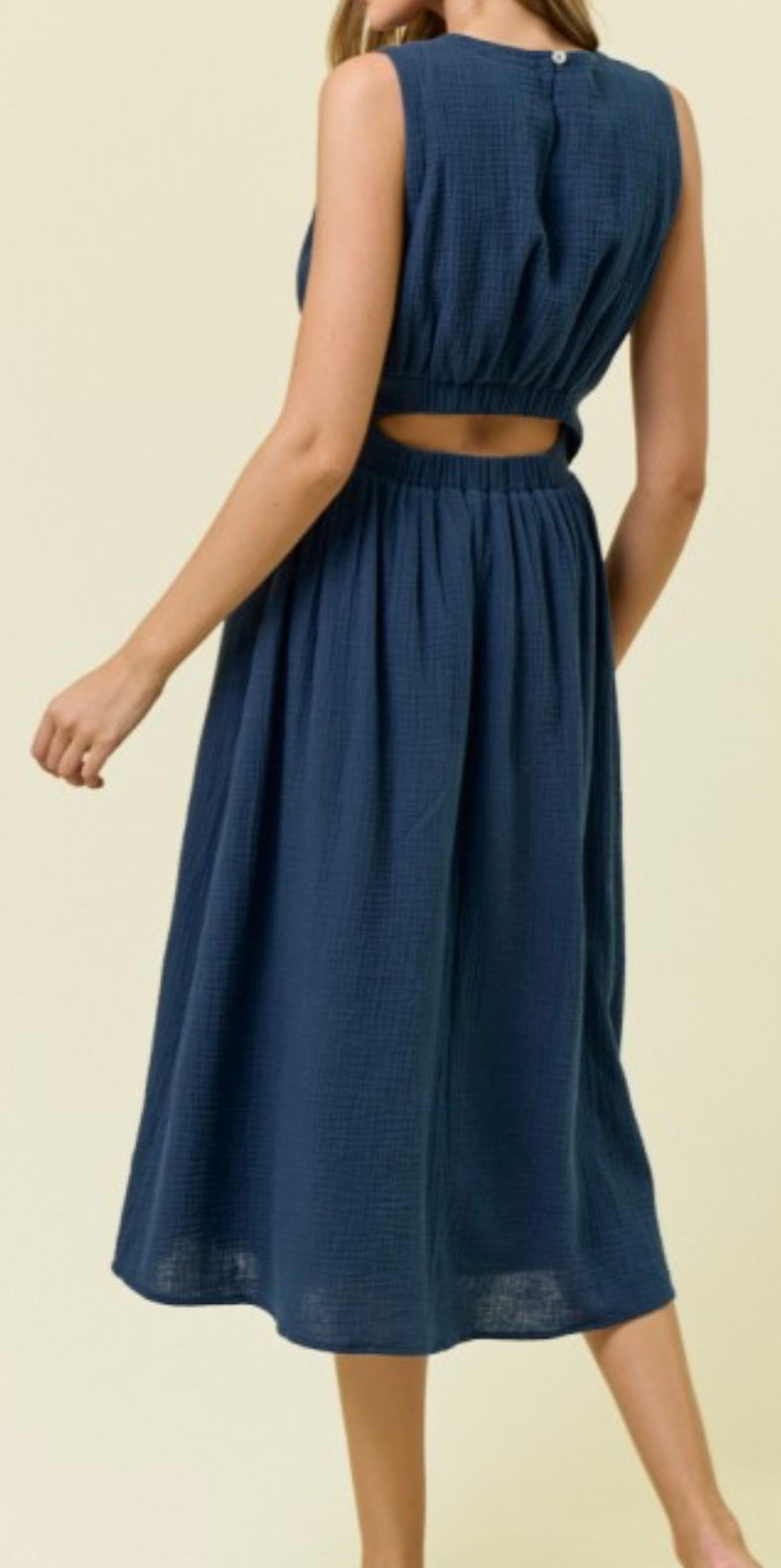 Navy Cotton Cut Out Dress