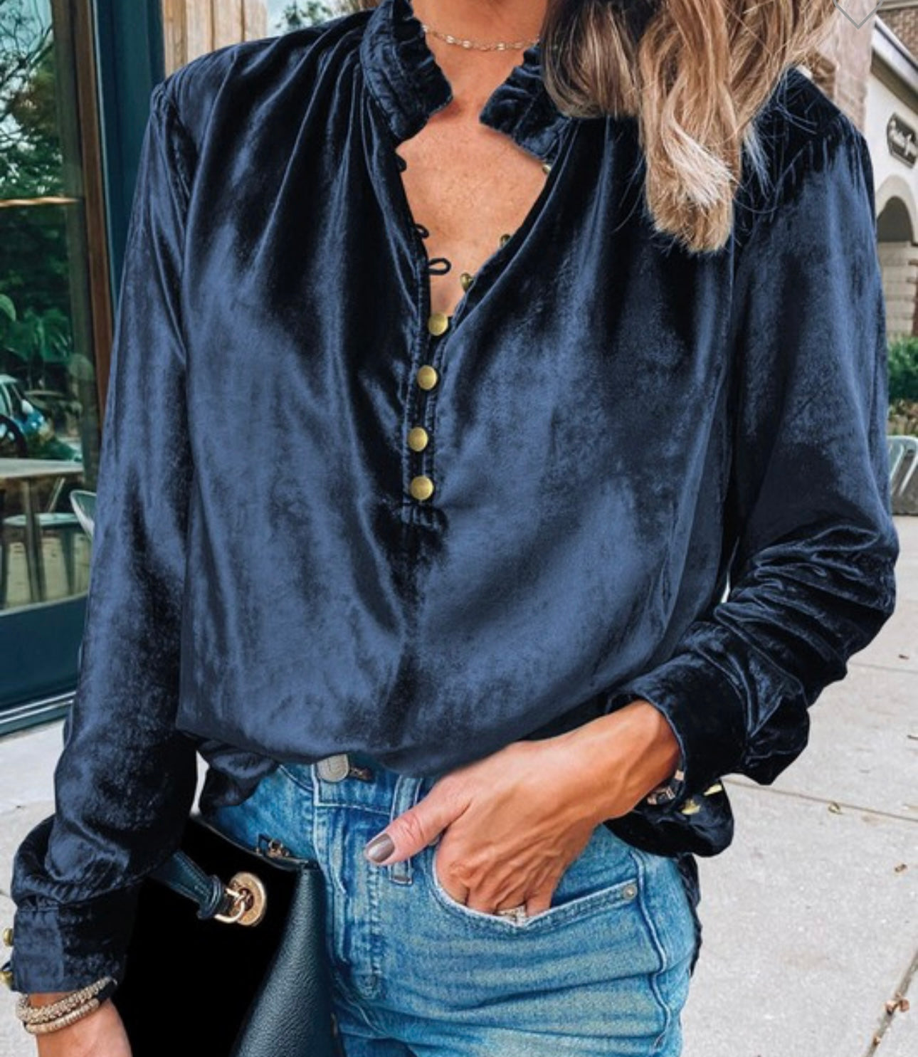 Velvet Button Top Multiple Colors
