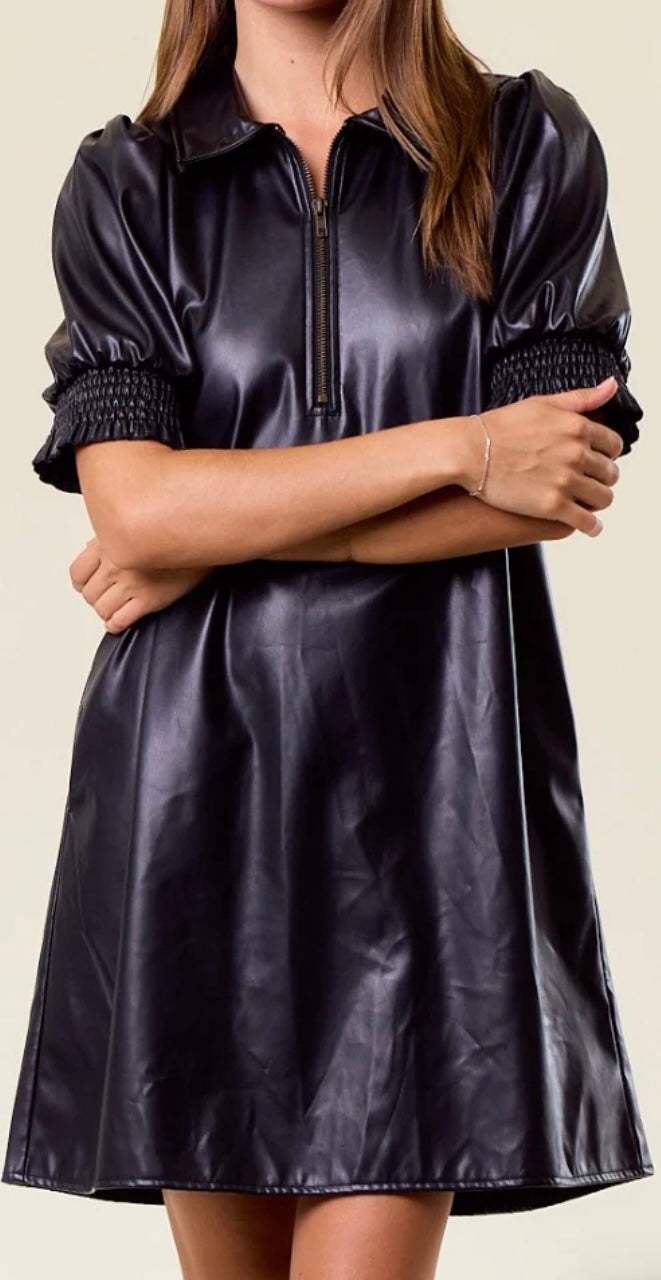 Faux Leather Dress Blush Boutique and Tan Faux Leather Dress Blush Boutique and Tan