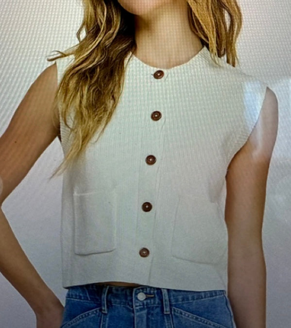 Button Knit Vest Multiple Colors