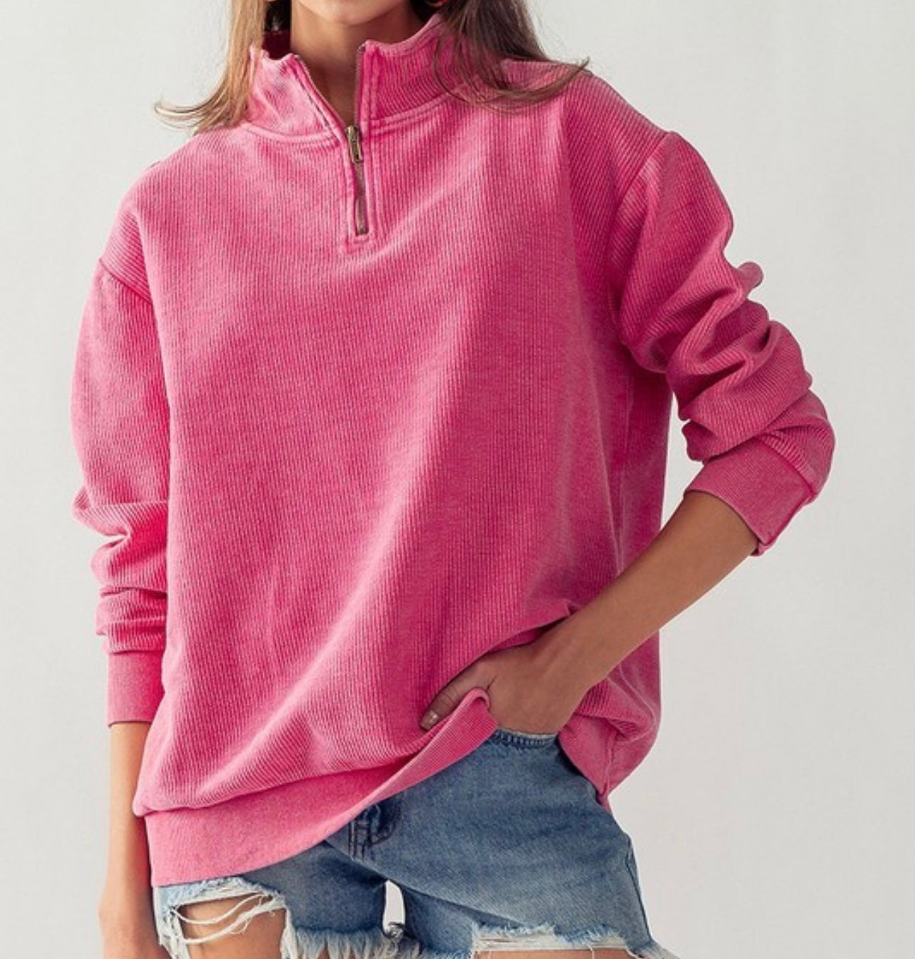 Ribbed 1/4 Zip Multiple Colors