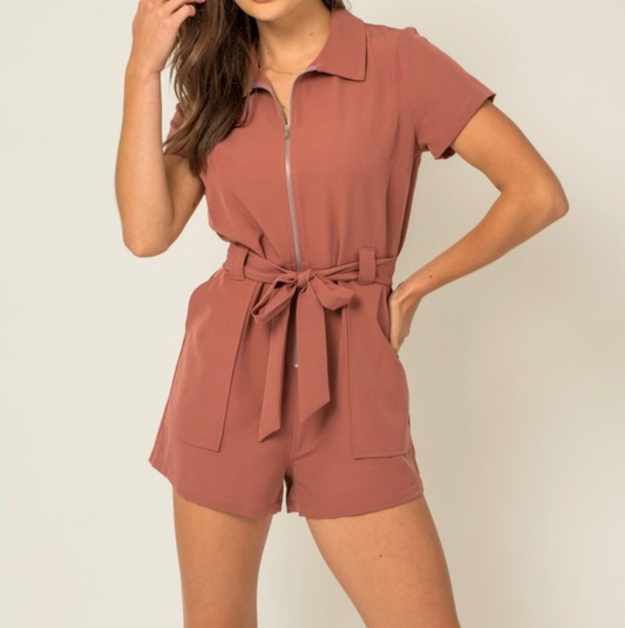 Mauve Collared Romper