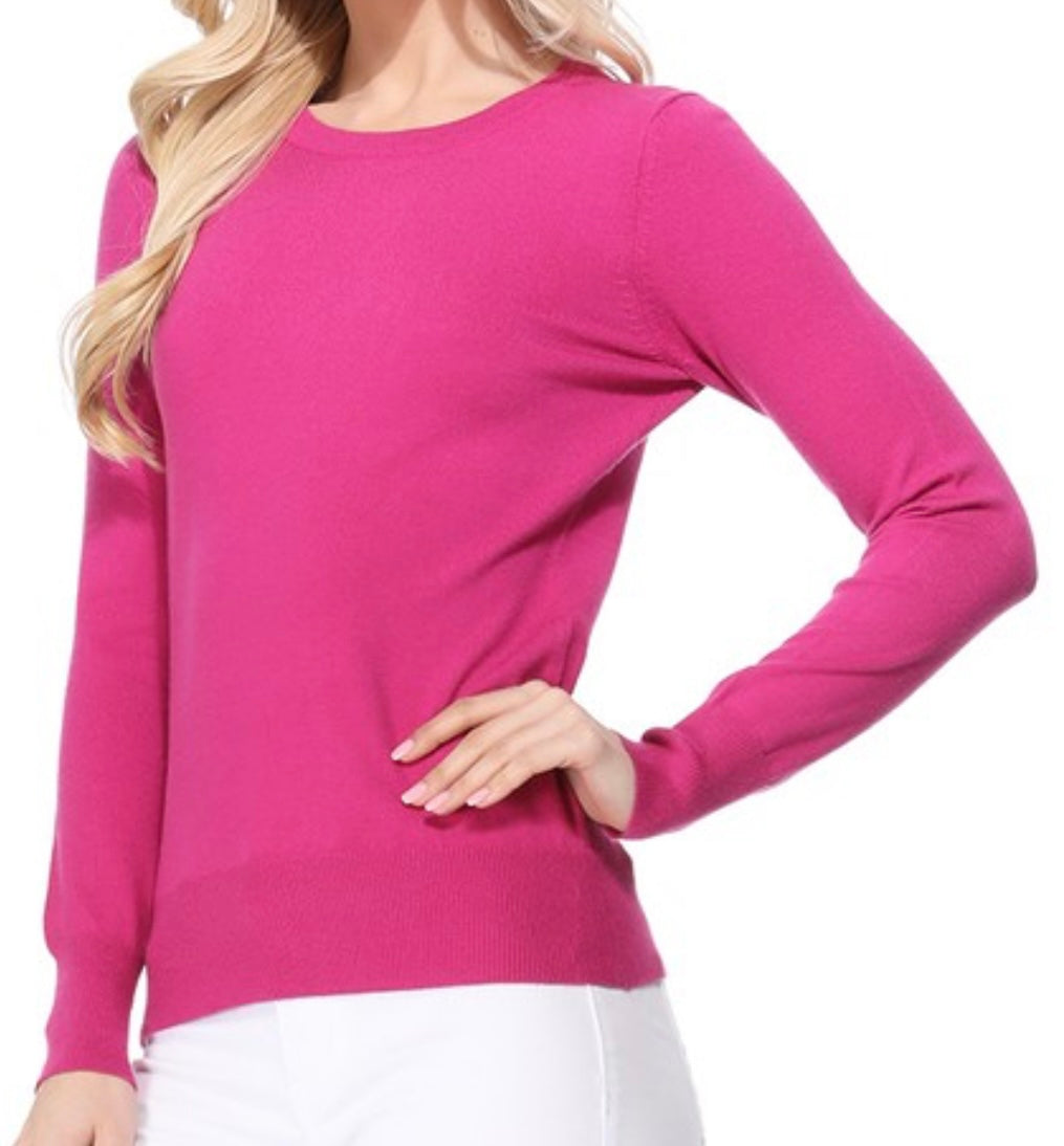 Crew Neck Lightweight Sweater Multiple Colors-final sale