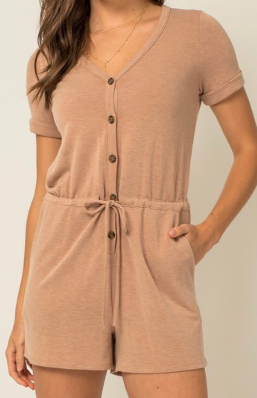 Tan Button Down Romper