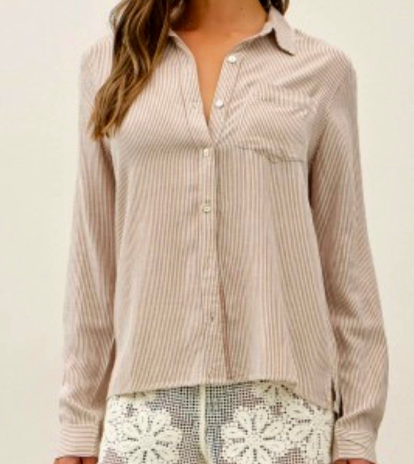 Linen Mocha Striped Top