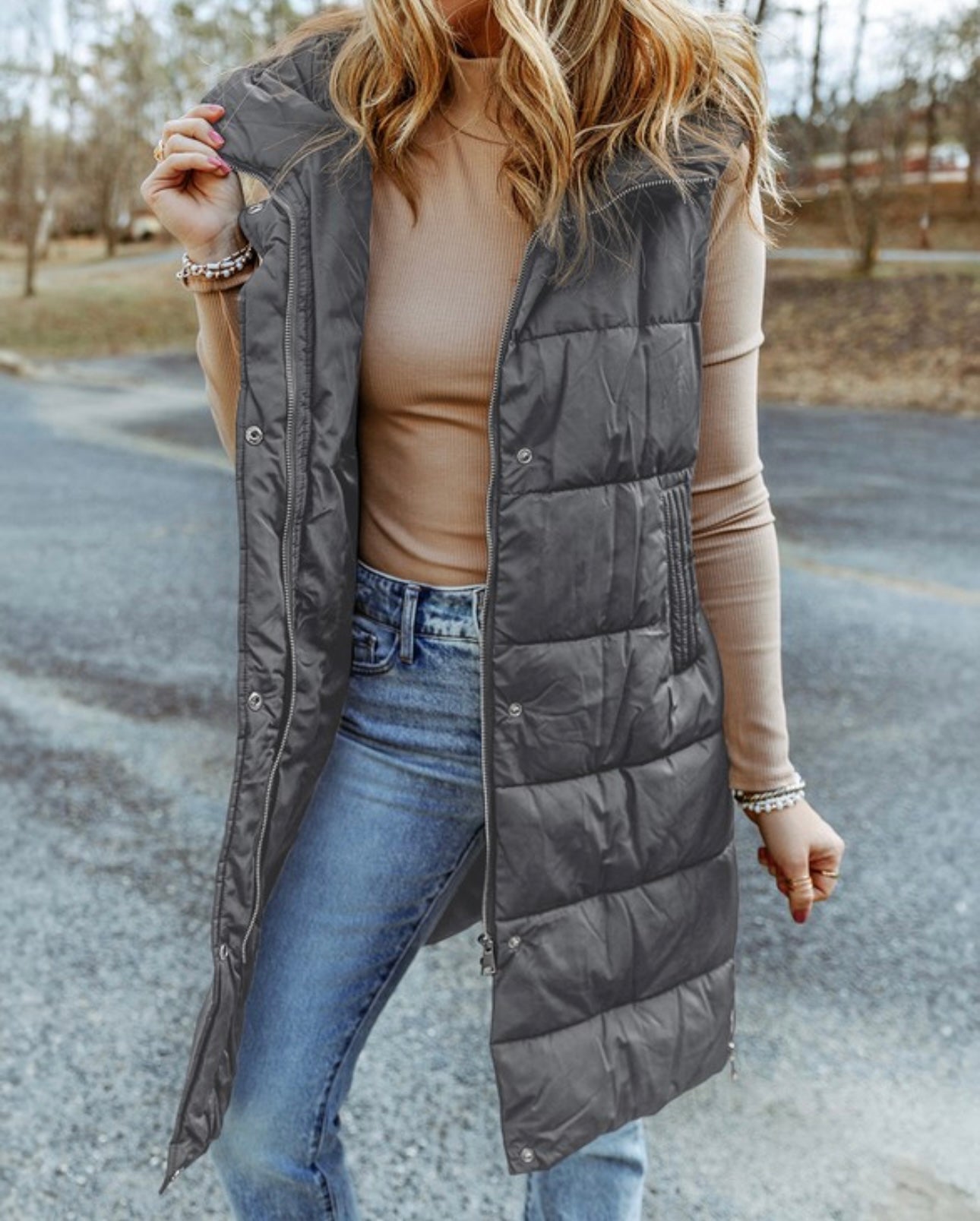 Long Grey Vest Final Sale