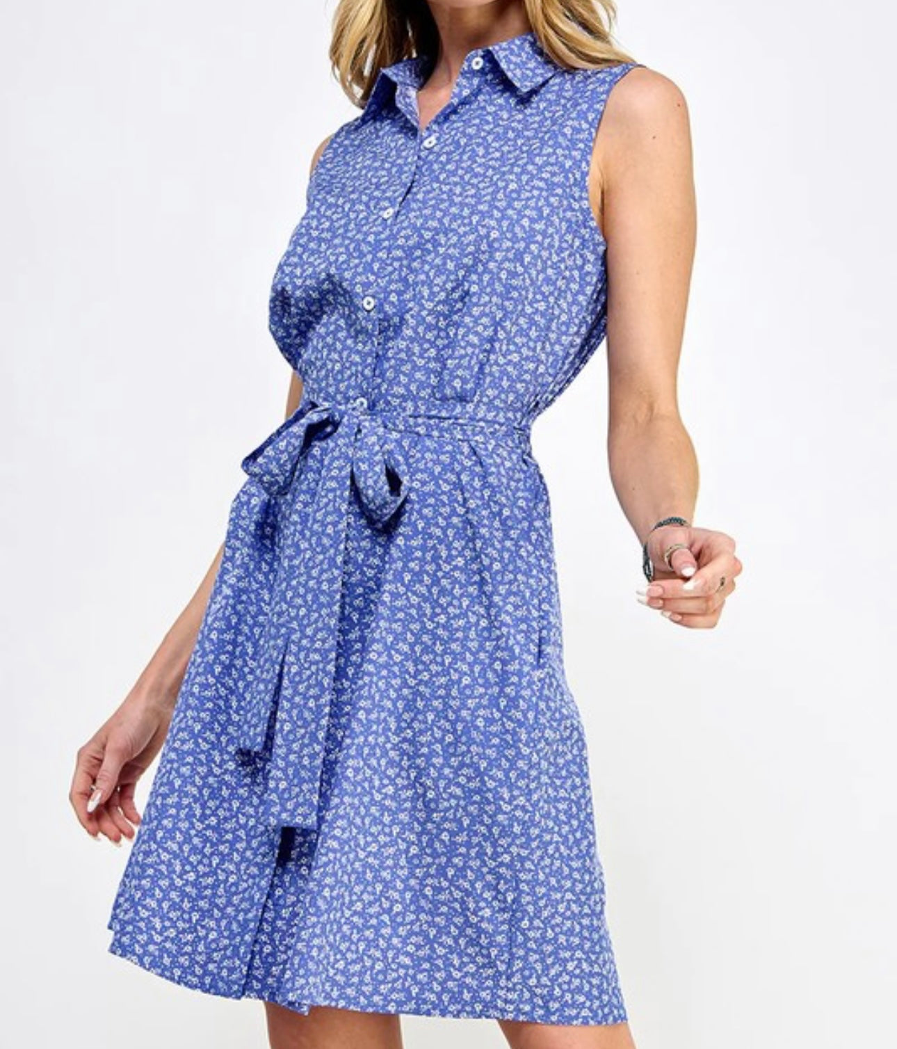 Blue Floral Collar Dress
