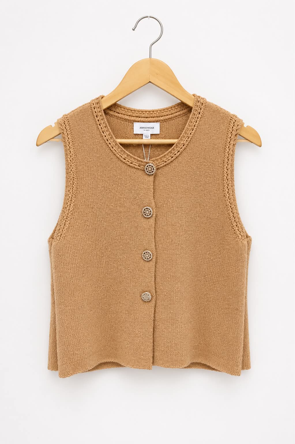 Textured Knit Button-Front Vest
