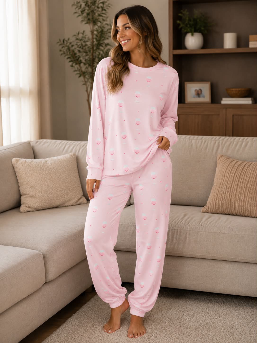 Pink Wine Pajama Set