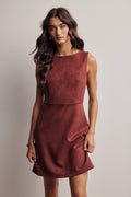 Stretch Suede Sleeveless Mini Dress Multiple Colors