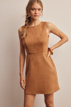Stretch Suede Sleeveless Mini Dress Multiple Colors