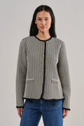 Vertical Stripe Knit Sweater Jacket Multiple Colors