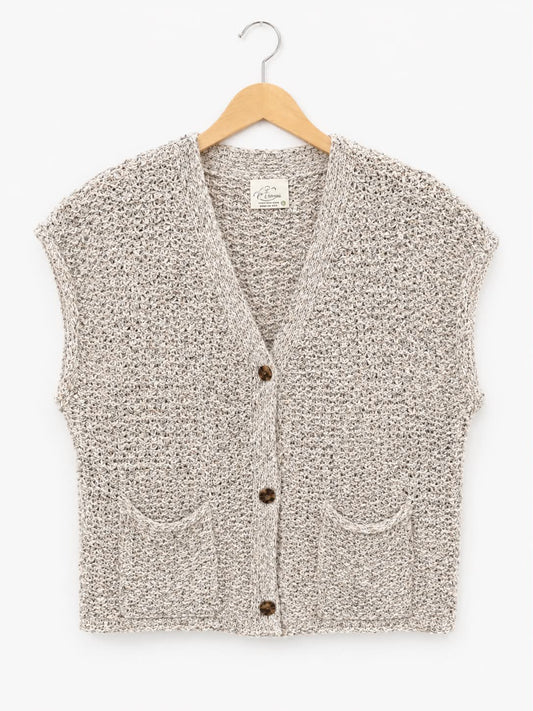 Textured Knit Sleeveless Cardigan