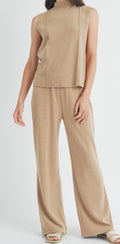 Taupe Mock Neck Pants Set