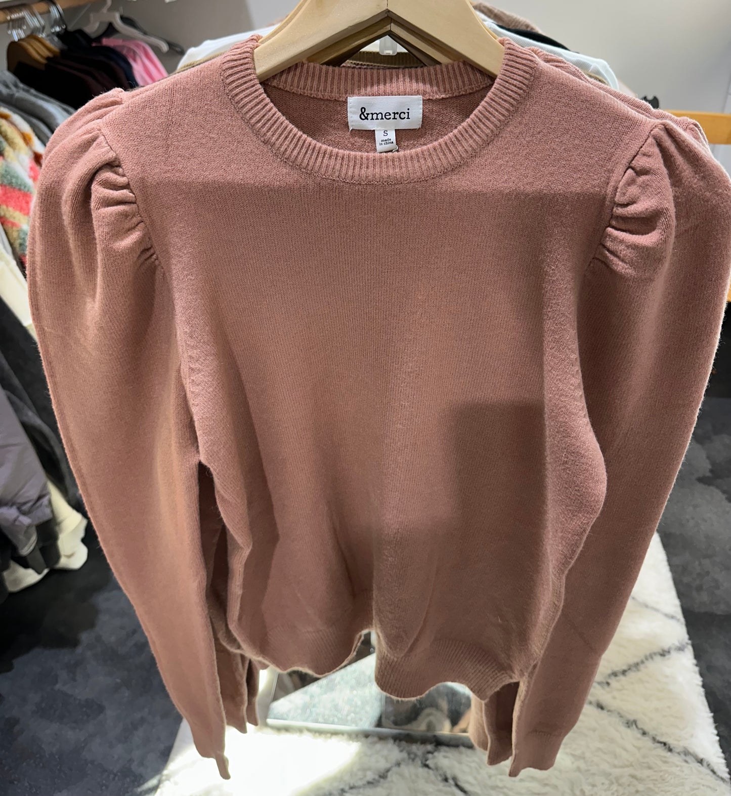 Puff Sleeve Basic Sweater Multiple Colors