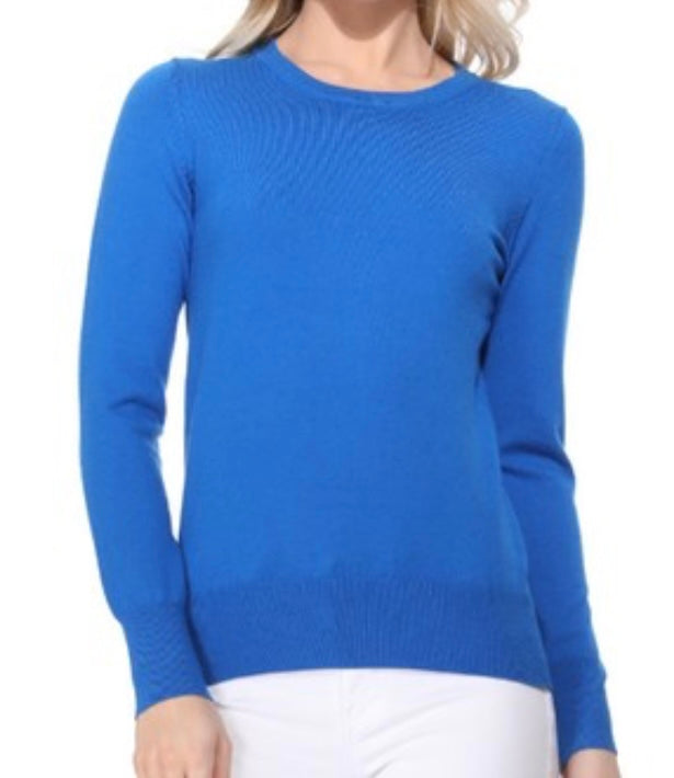 Crew Neck Lightweight Sweater Multiple Colors-final sale