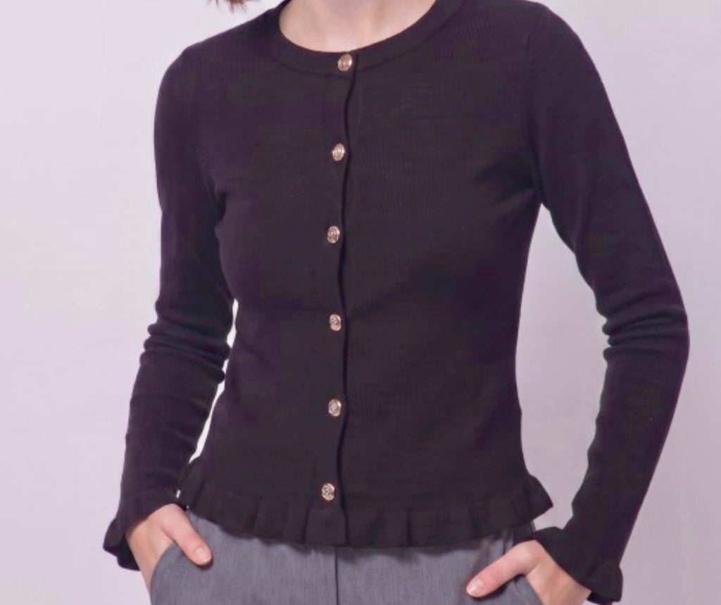 Wave Trim Cardigan Multiple Colors