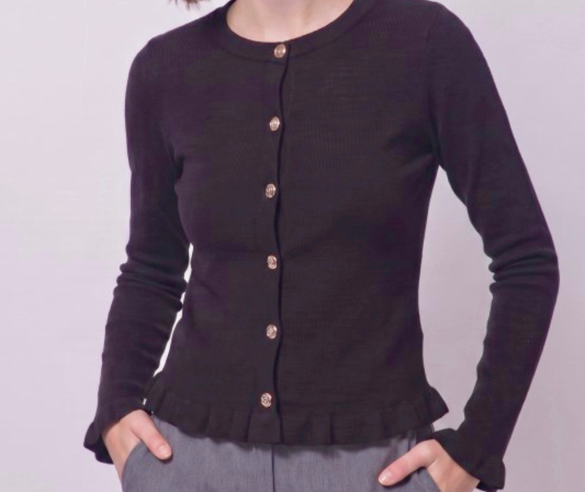 Wave Trim Cardigan Multiple Colors