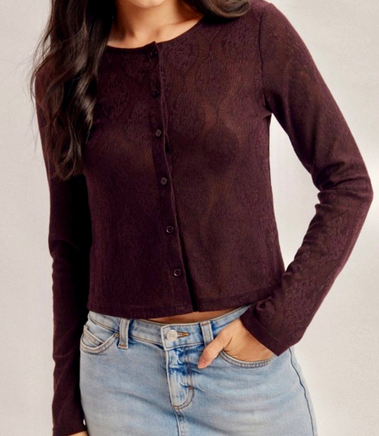 Jacquard Button Cardigan Multiple Colors