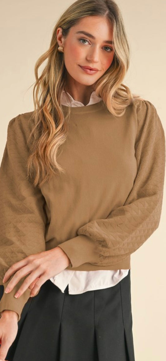 Taupe Diamond Sleeve Sweater