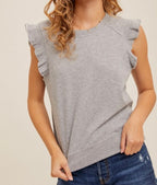 Ruffle Sleeveless Top Multiple Colors