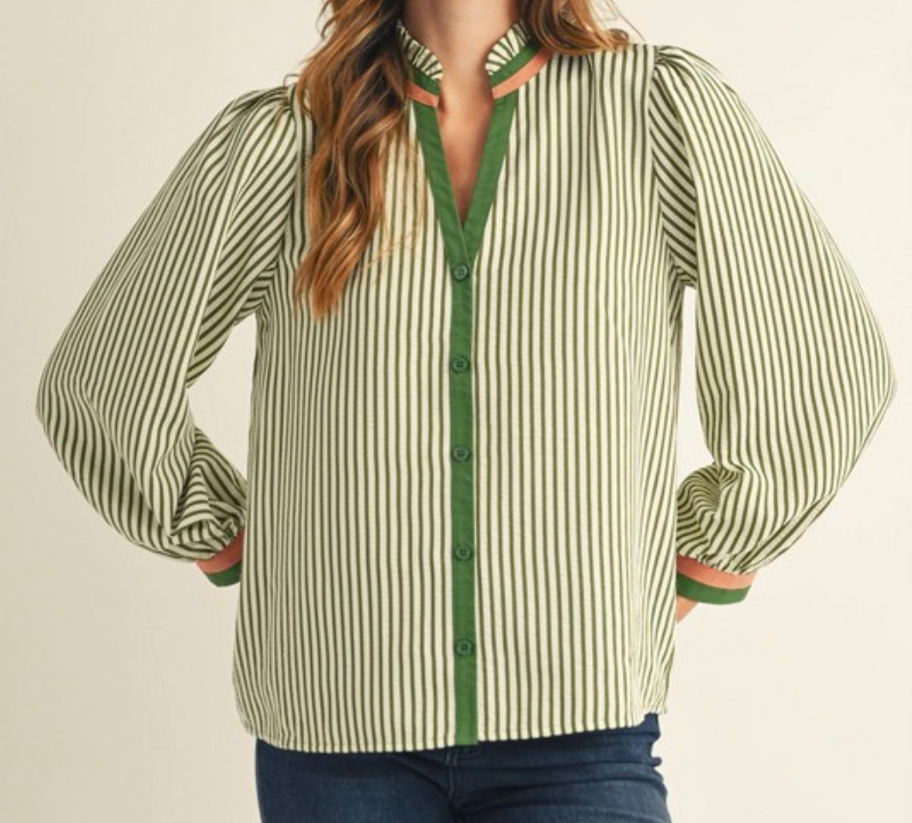 Olive Ruffle Neck Top