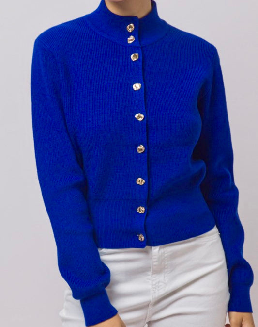 Ribbed Mock Neck Cardigan Multiple Colors