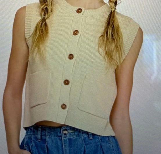 Button Knit Vest Multiple Colors