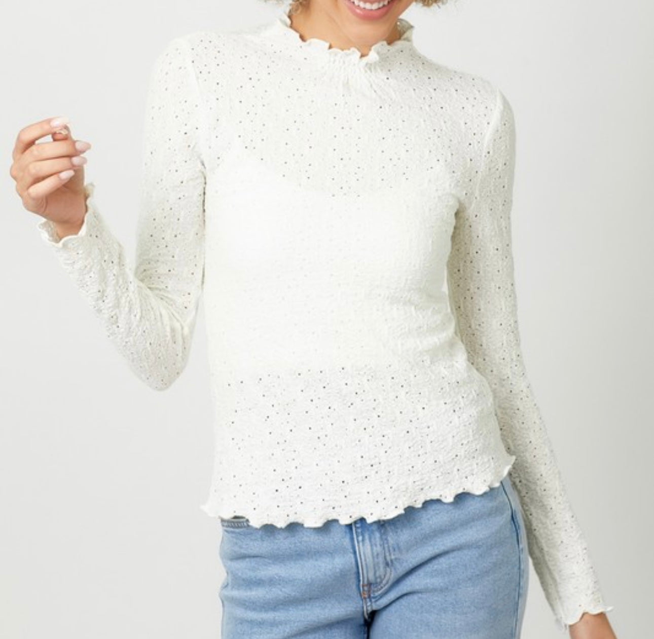 Textured Mock Neck Top Multiple Colors