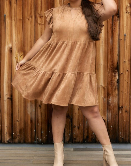 Suede Tiered Dress Multiple Colors