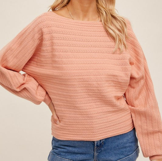 Boatneck Knitted Top Multiple Colors