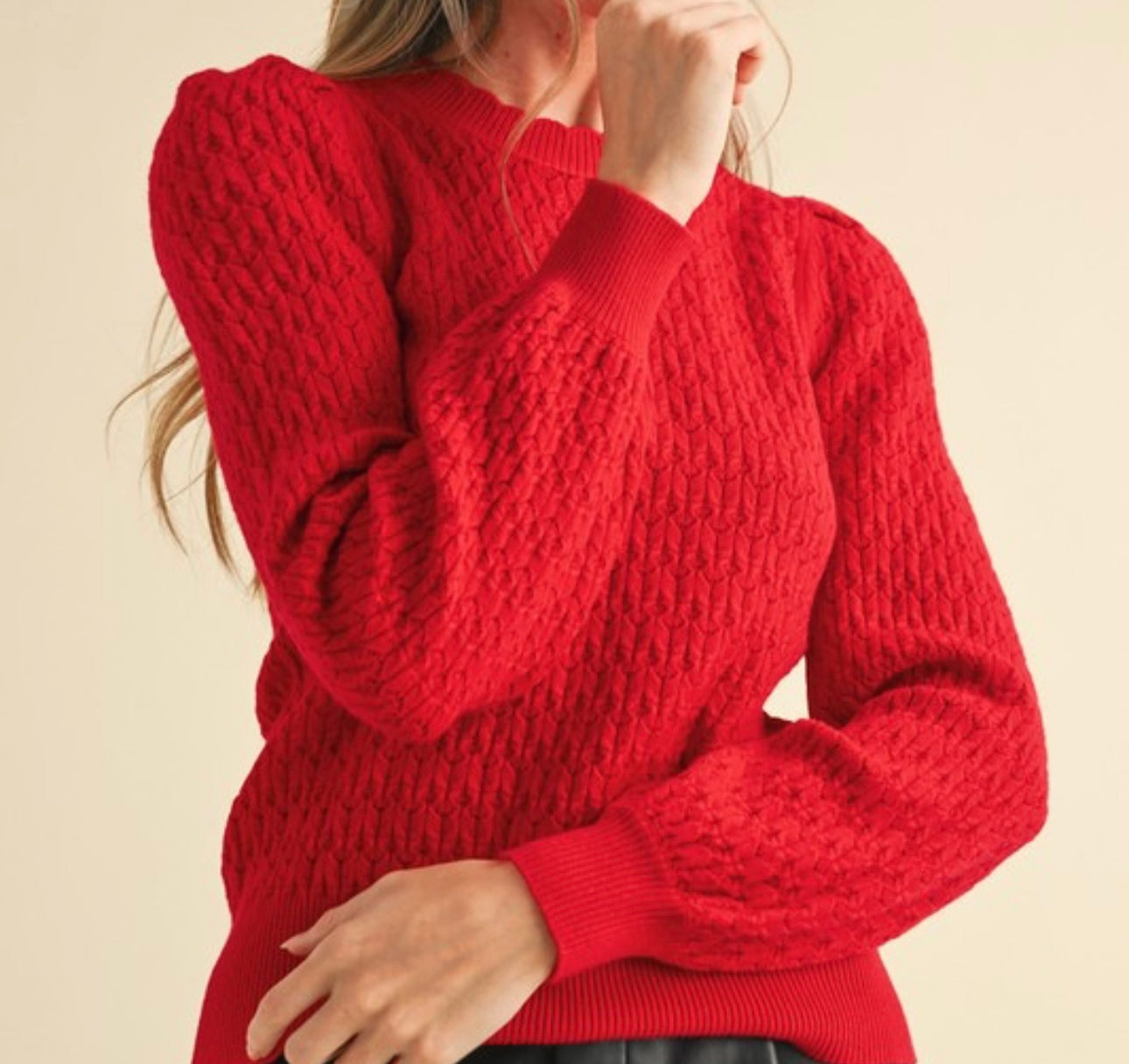 Red Scalloped Edge Sweater