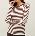 Brown Striped Raglan Sweater