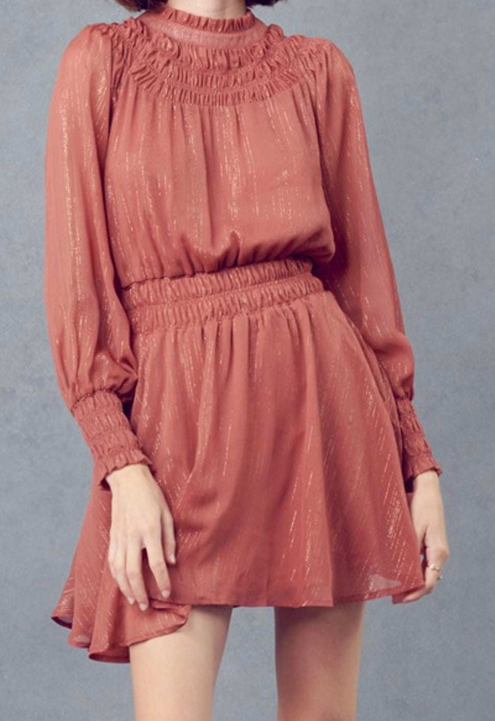 Copper Smock Neck Dress