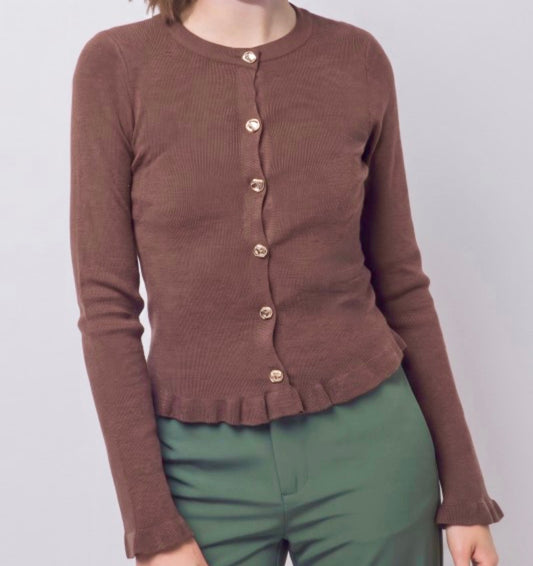 Wave Trim Cardigan Multiple Colors