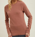 Ribbed Long Sleeve Knit Top Multiple Colors