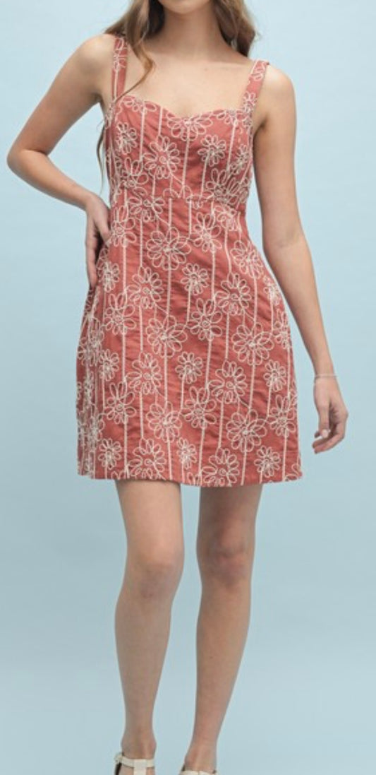 Brick Embroidered Dress