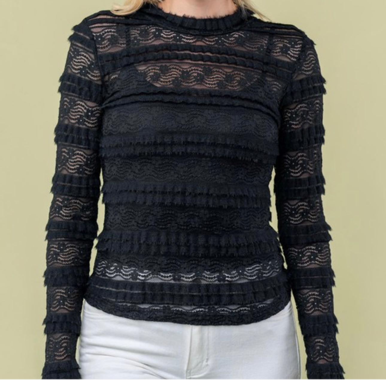 Mock Neck Lace Top Multiple Colors