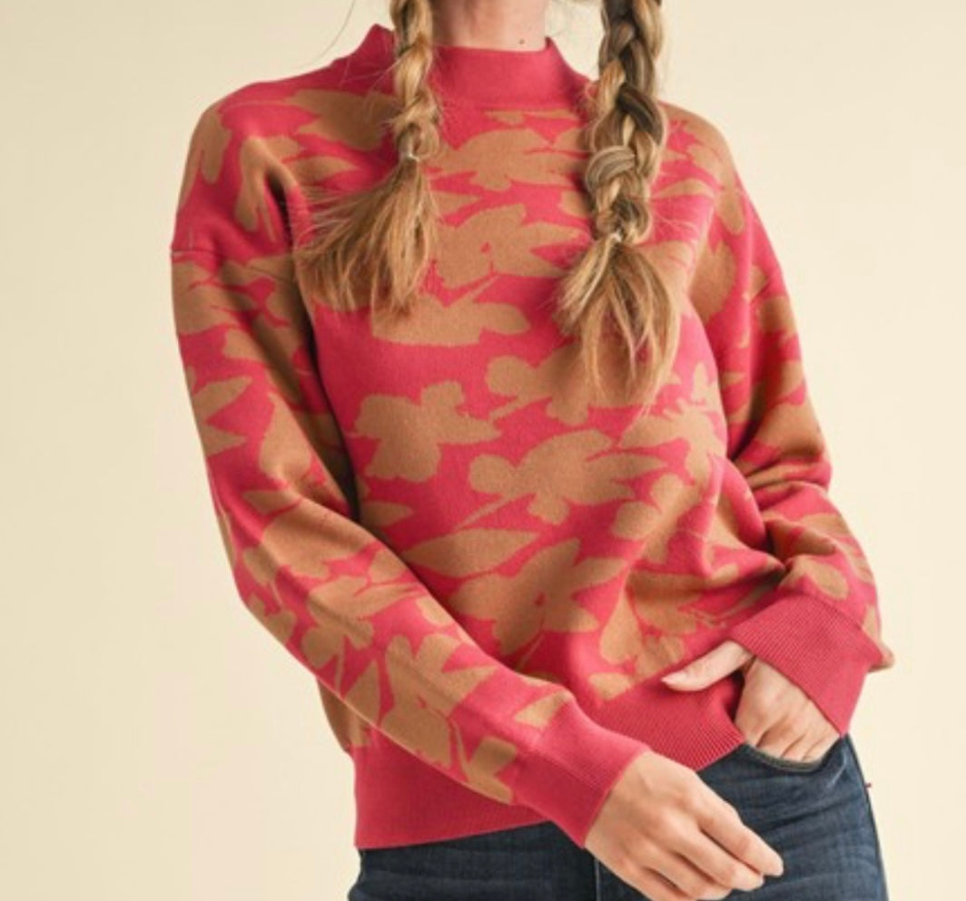 Magenta Floral Sweater