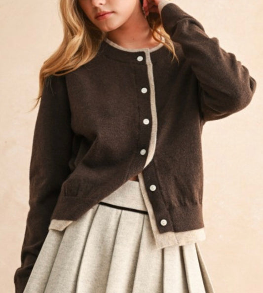 Brown Layered Cardigan